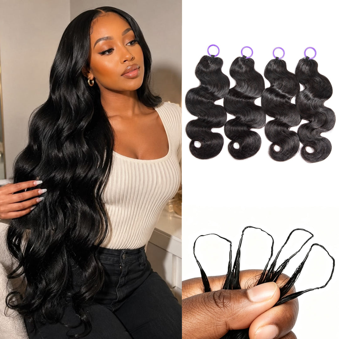 Feather Crochet Braids | Body Wave Natural Black Human Hair Extensions (50g/40pcs)