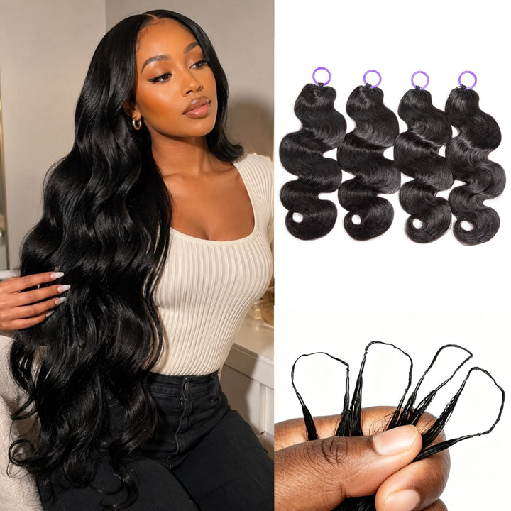 Feather Crochet Braids | Body Wave Natural Black Human Hair Extensions (50g/40pcs)
