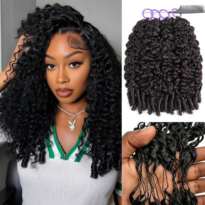 Feather Crochet Braids | Burmese Spiral Natural Black Human Hair Extensions (50g/40pcs)