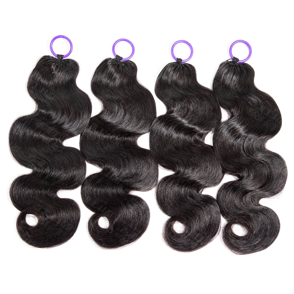 Feather Crochet Braids | Body Wave Natural Black Human Hair Extensions (50g/40pcs)