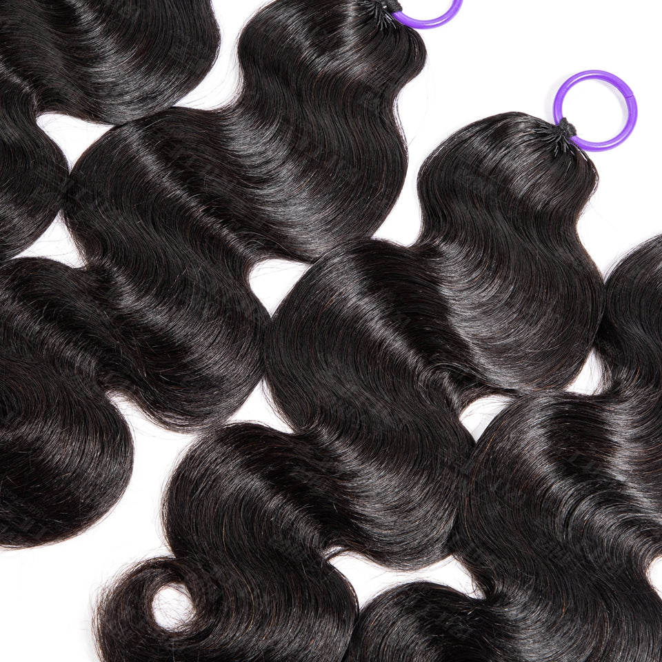 Feather Crochet Braids | Body Wave Natural Black Human Hair Extensions (50g/40pcs)