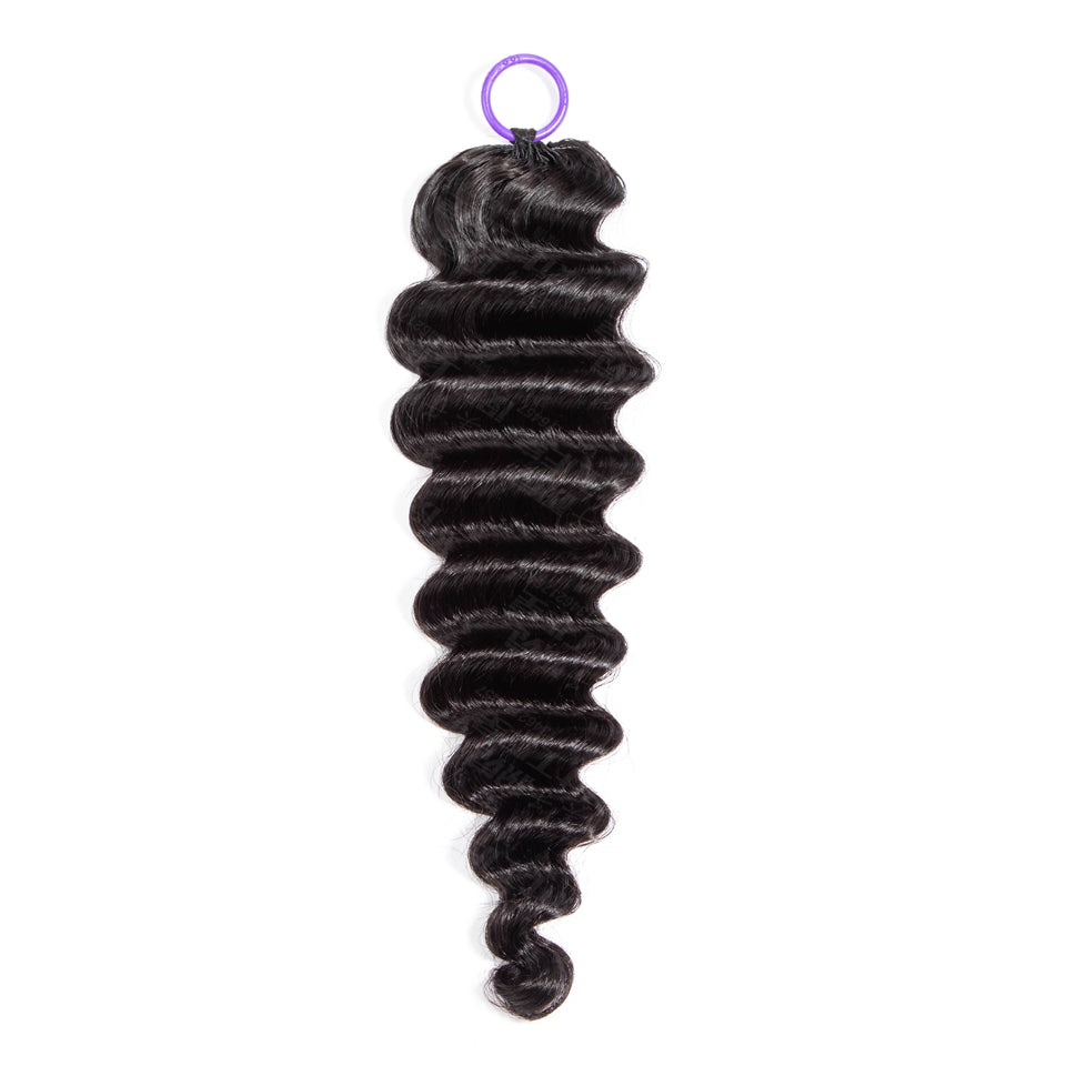 Feather Crochet Braids | Loose Deep Natural Black Human Hair Extensions (50g/40pcs)