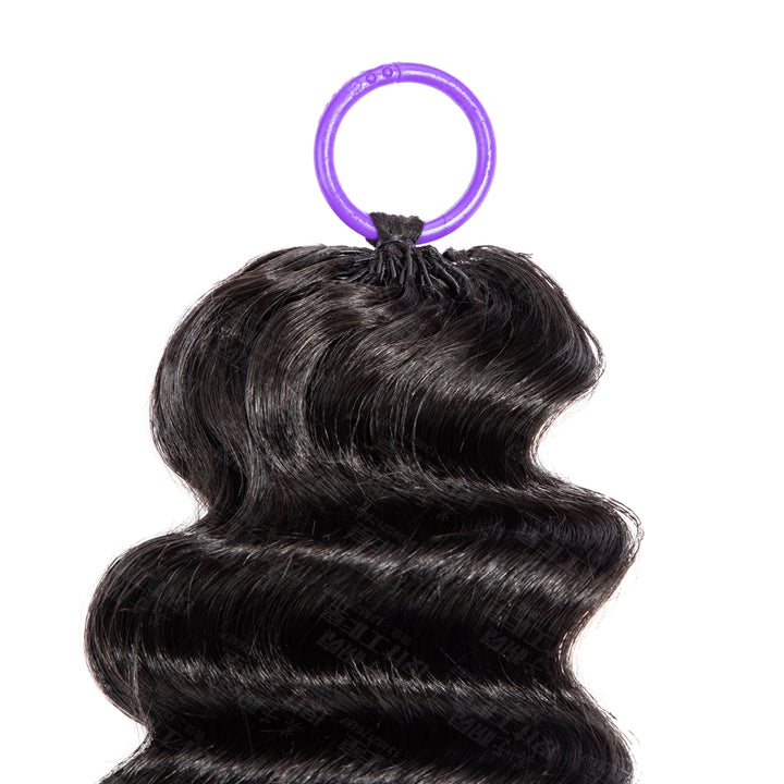 Feather Crochet Braids | Loose Deep Natural Black Human Hair Extensions (50g/40pcs)