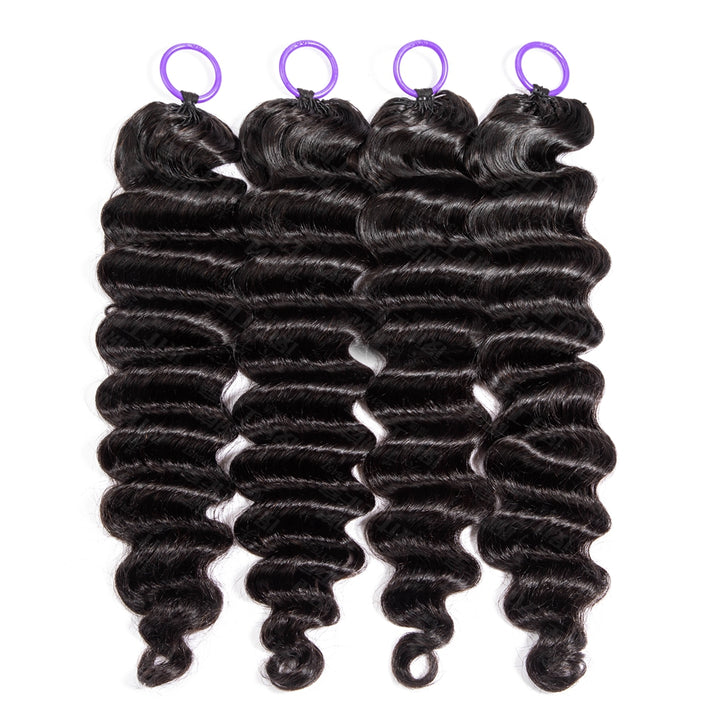 Feather Crochet Braids | Loose Deep Natural Black Human Hair Extensions (50g/40pcs)