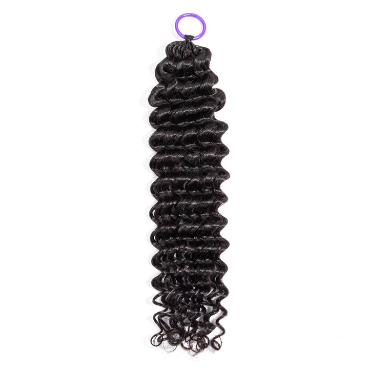 Feather Crochet Braids | Deep Wave Natural Black Human Hair Extensions (50g/40pcs)