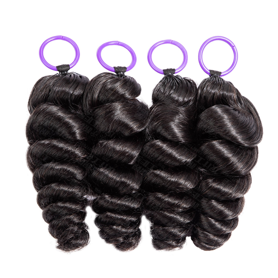 Feather Crochet Braids | Loose Wave Natural Black Human Hair Extensions (50g/40pcs)