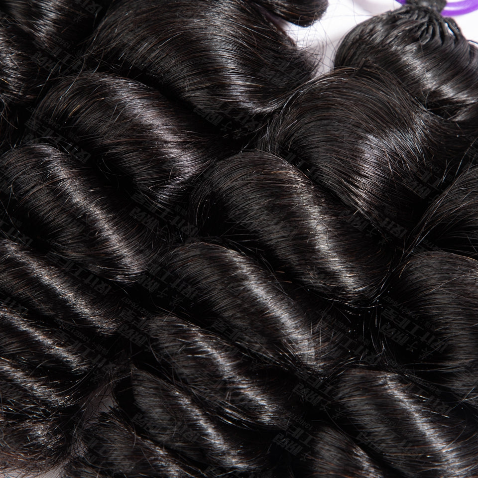 Feather Crochet Braids | Loose Wave Natural Black Human Hair Extensions (50g/40pcs)
