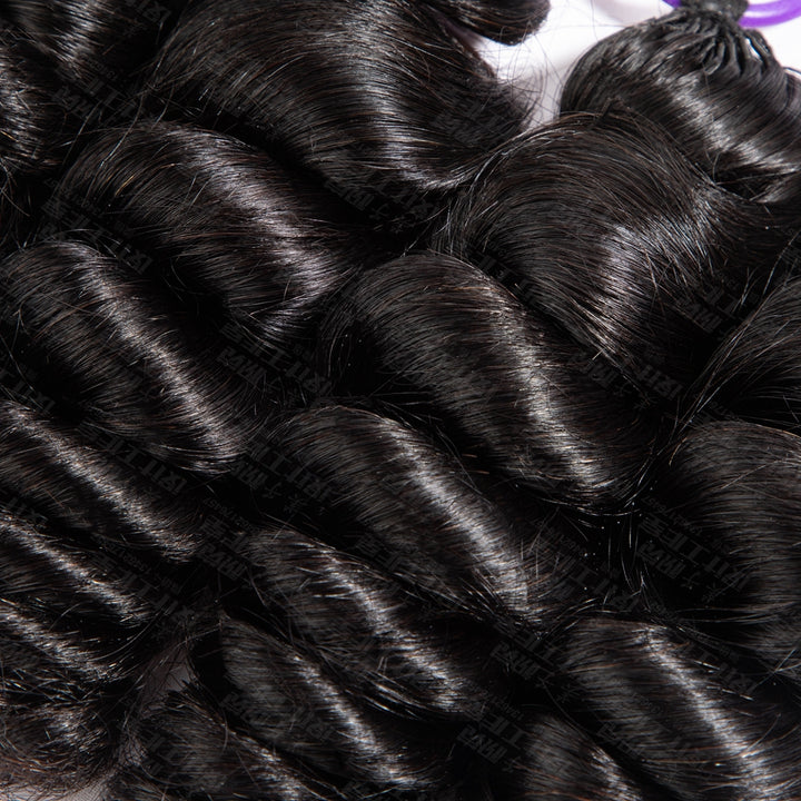 Feather Crochet Braids | Loose Wave Natural Black Human Hair Extensions (50g/40pcs)