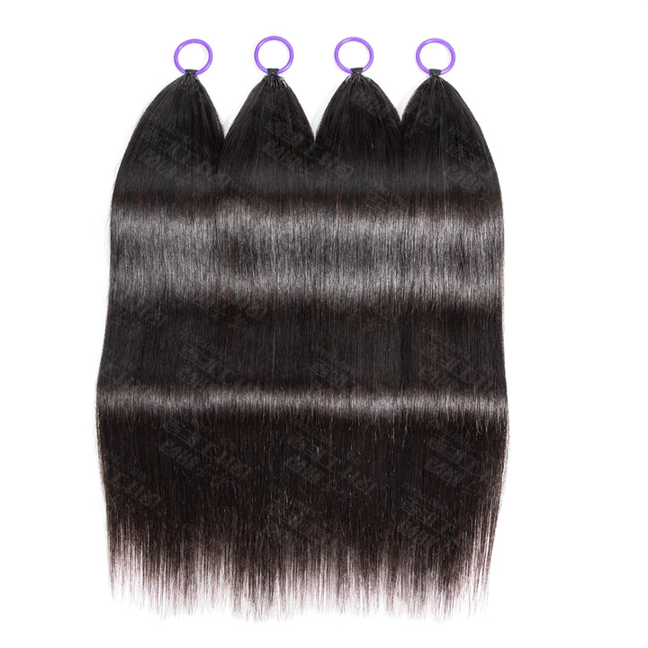 Feather Crochet Braids | Straight Natural Black Human Hair Extensions (50g/40pcs)