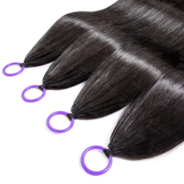Feather Crochet Braids | Straight Natural Black Human Hair Extensions (50g/40pcs)
