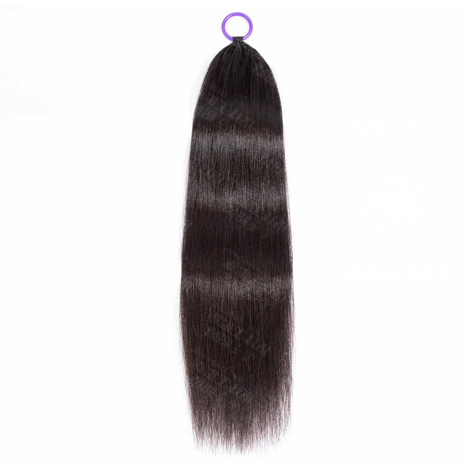 Feather Crochet Braids | Yaki Straight Natural Black Human Hair Extensions (50g/40pcs)