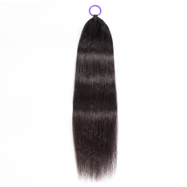 Feather Crochet Braids | Yaki Straight Natural Black Human Hair Extensions (50g/40pcs)