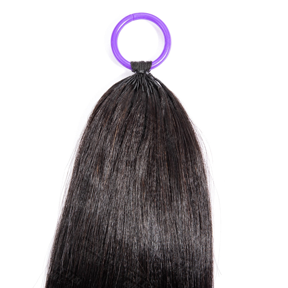 Feather Crochet Braids | Yaki Straight Natural Black Human Hair Extensions (50g/40pcs)
