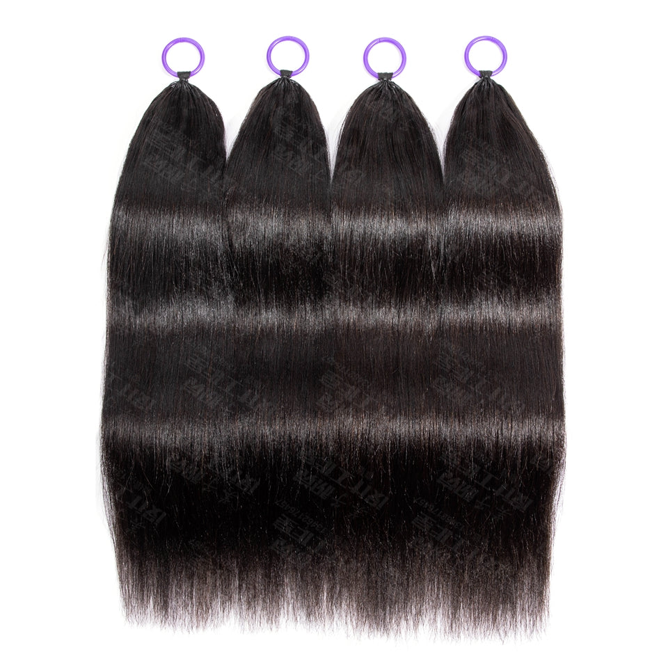 Feather Crochet Braids | Yaki Straight Natural Black Human Hair Extensions (50g/40pcs)