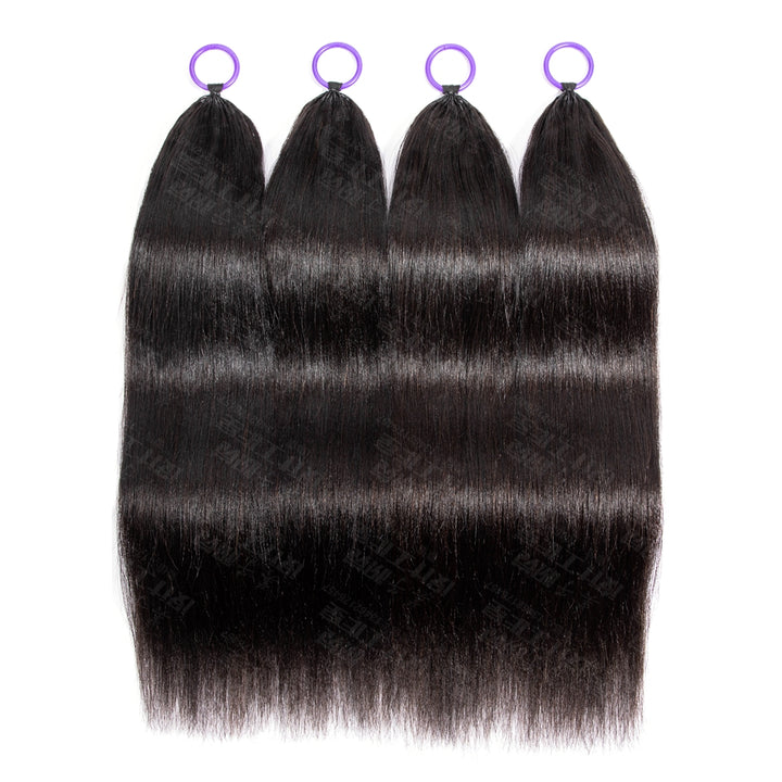 Feather Crochet Braids | Yaki Straight Natural Black Human Hair Extensions (50g/40pcs)