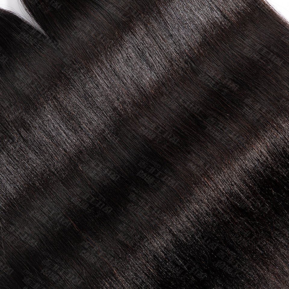 Feather Crochet Braids | Yaki Straight Natural Black Human Hair Extensions (50g/40pcs)