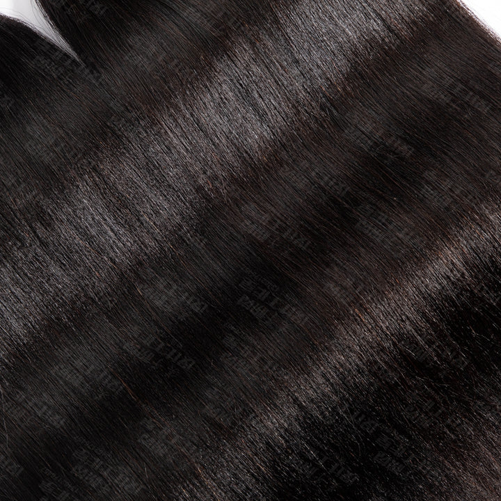 Feather Crochet Braids | Yaki Straight Natural Black Human Hair Extensions (50g/40pcs)