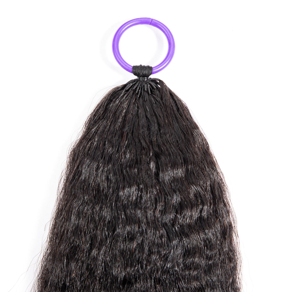 Feather Crochet Braids | Kinky Straight Natural Black Human Hair Extensions (50g/40pcs)
