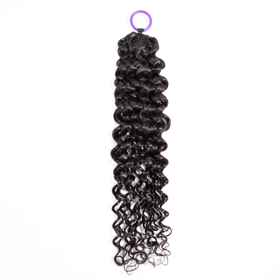 Feather Crochet Braids | Water Wave Natural Black Human Hair Extensions (50g/40pcs)