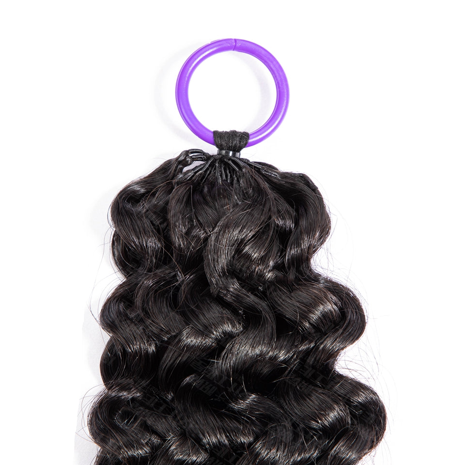 Feather Crochet Braids | Water Wave Natural Black Human Hair Extensions (50g/40pcs)