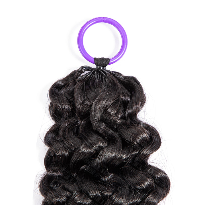 Feather Crochet Braids | Water Wave Natural Black Human Hair Extensions (50g/40pcs)