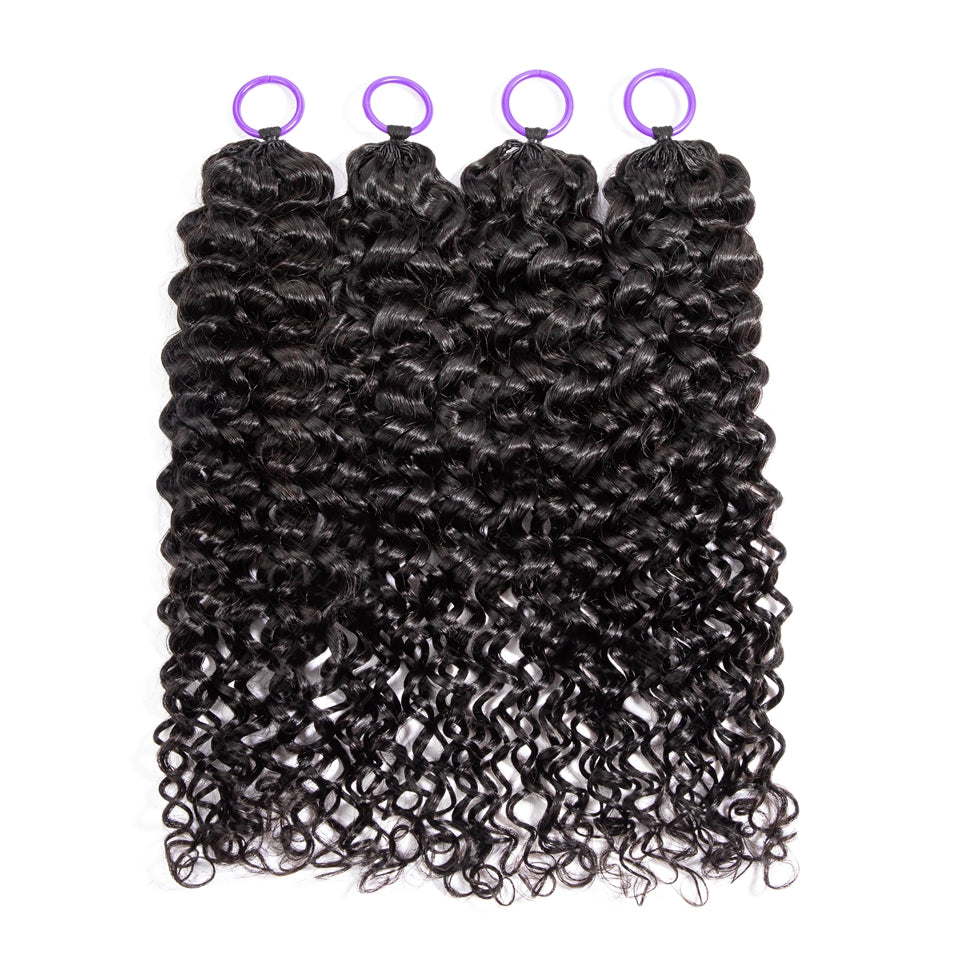 Feather Crochet Braids | Water Wave Natural Black Human Hair Extensions (50g/40pcs)