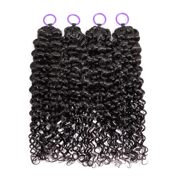 Feather Crochet Braids | Water Wave Natural Black Human Hair Extensions (50g/40pcs)