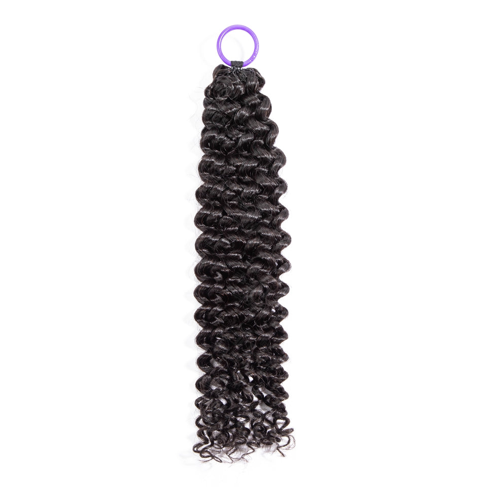 Feather Crochet Braids | Curly Wave Natural Black Human Hair Extensions (50g/40pcs)