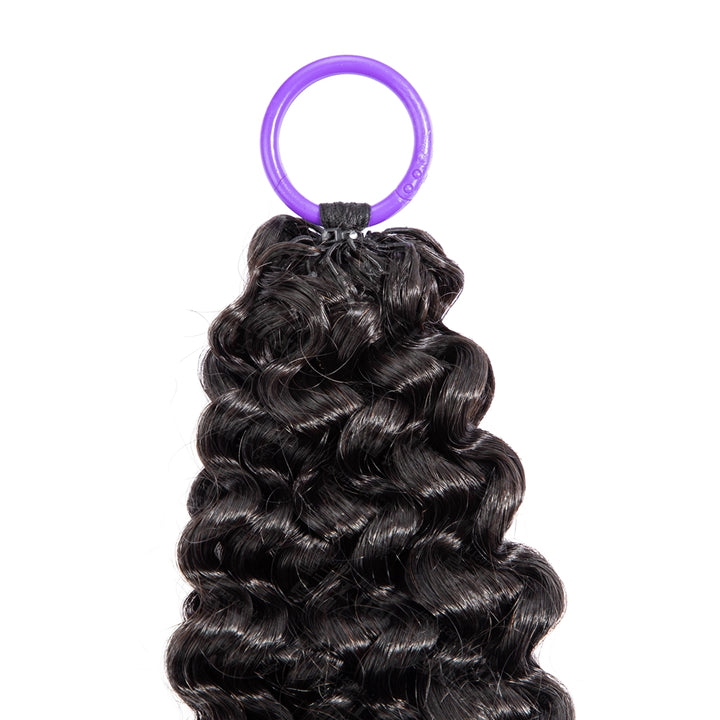 Feather Crochet Braids | Curly Wave Natural Black Human Hair Extensions (50g/40pcs)