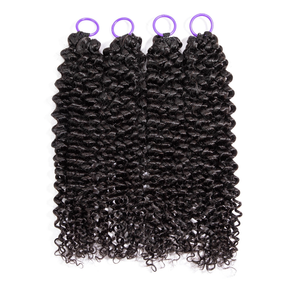 Feather Crochet Braids | Curly Wave Natural Black Human Hair Extensions (50g/40pcs)