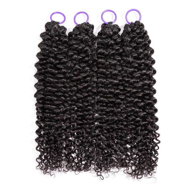 Feather Crochet Braids | Curly Wave Natural Black Human Hair Extensions (50g/40pcs)
