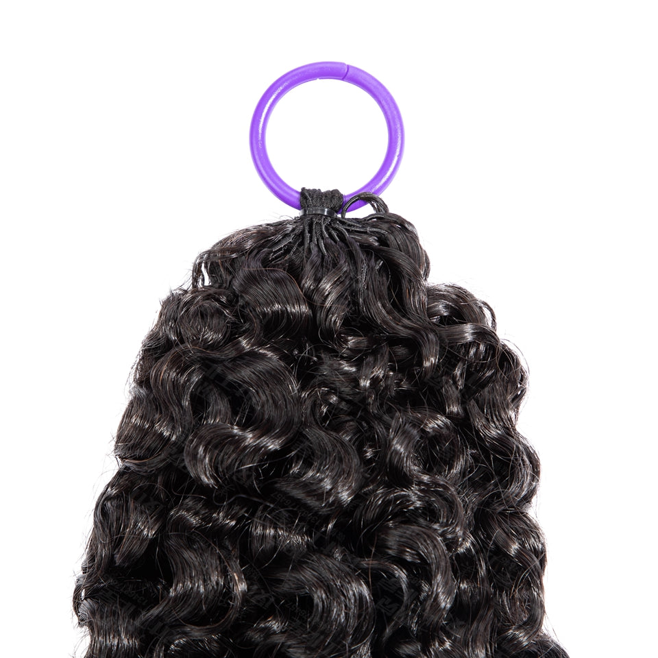 Feather Crochet Braids | Burmese Spiral Natural Black Human Hair Extensions (50g/40pcs)