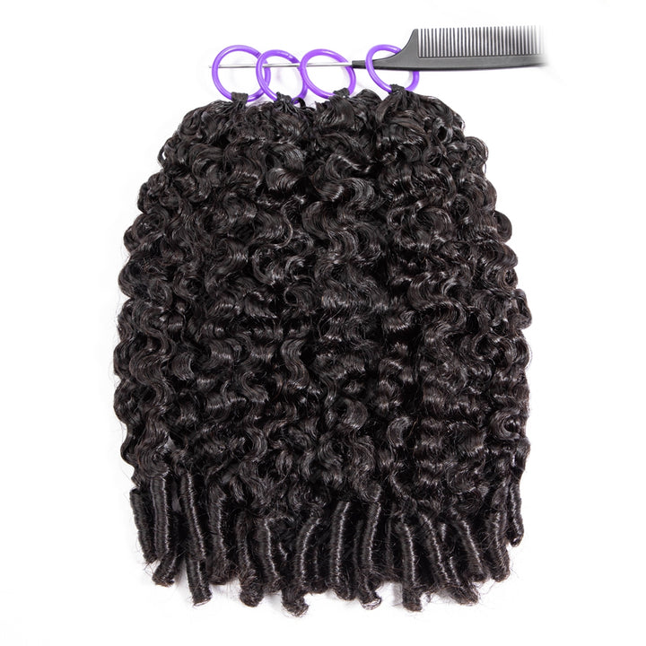 Feather Crochet Braids | Burmese Spiral Natural Black Human Hair Extensions (50g/40pcs)