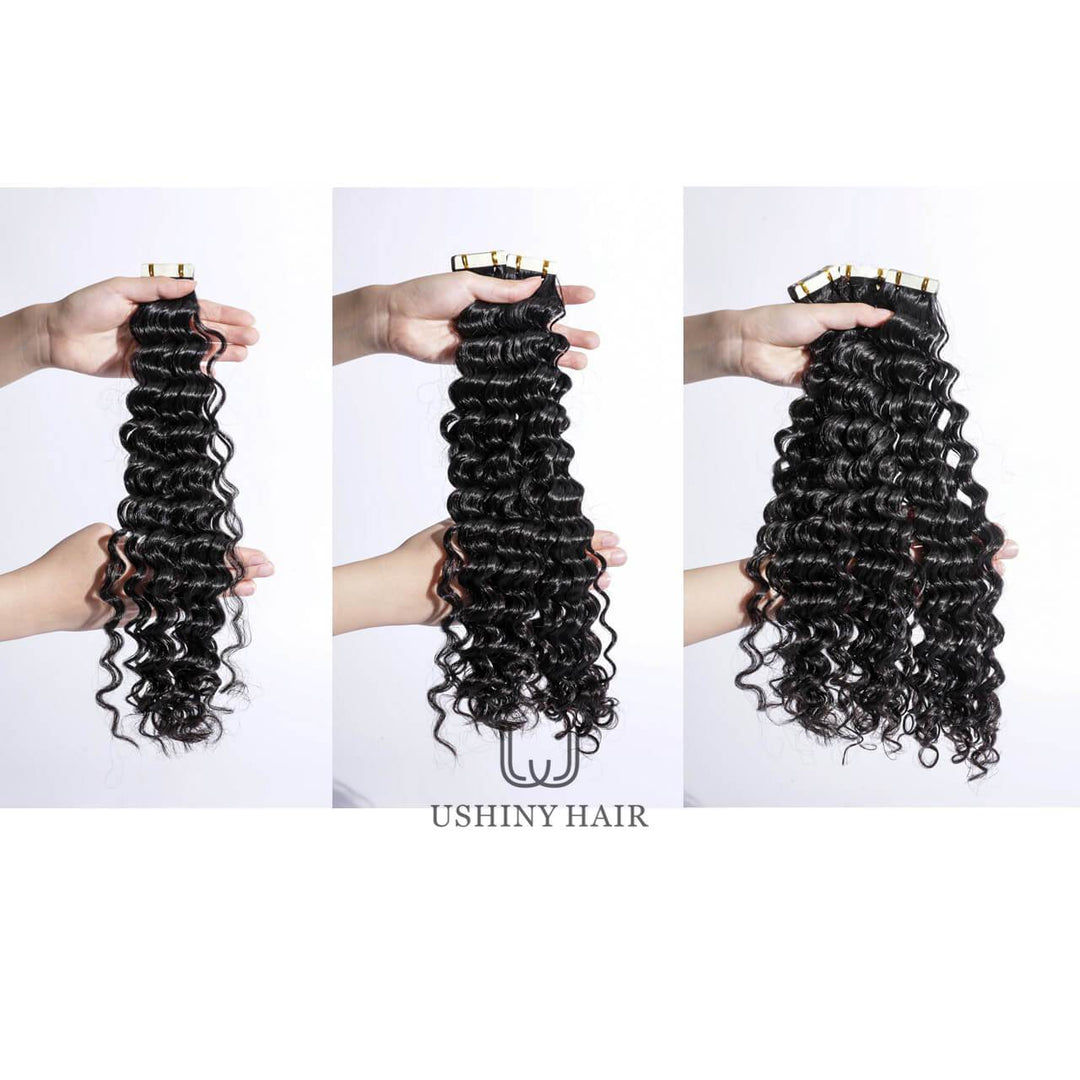 Cambodian  Hair Deep Wave Tape-In Extension