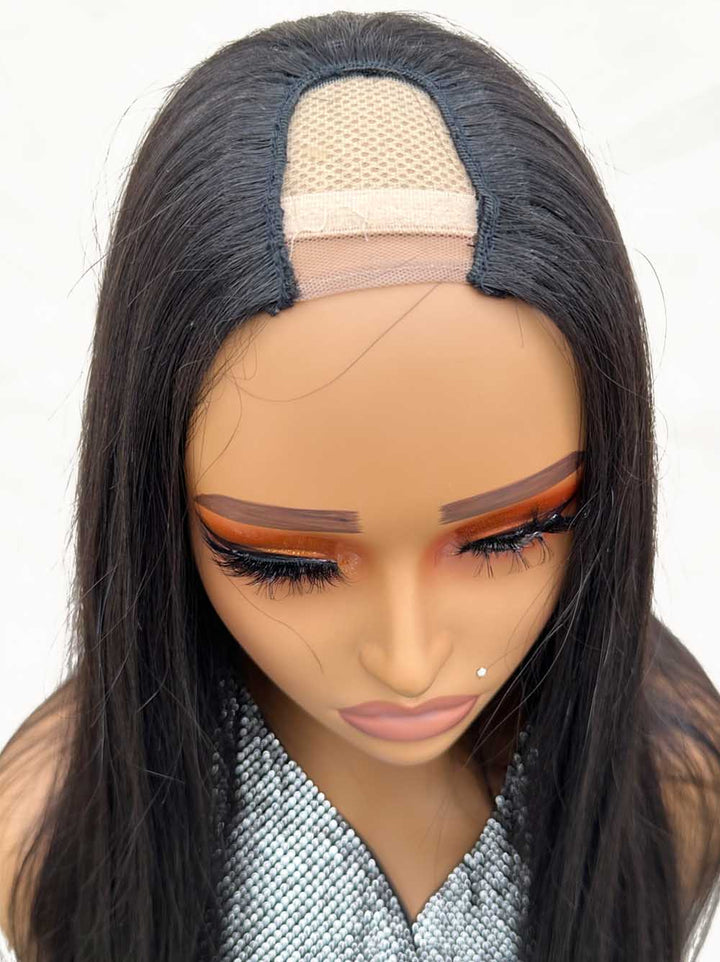 Cambodian  Hair U part Straight  Wig 200%