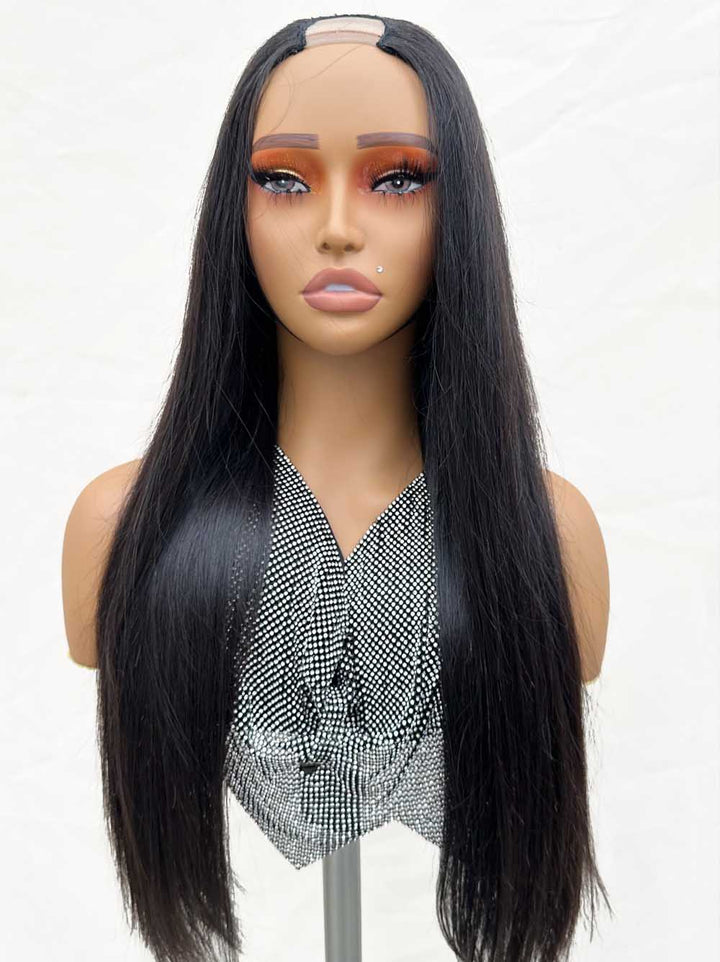 Cambodian  Hair U part Straight  Wig 200%
