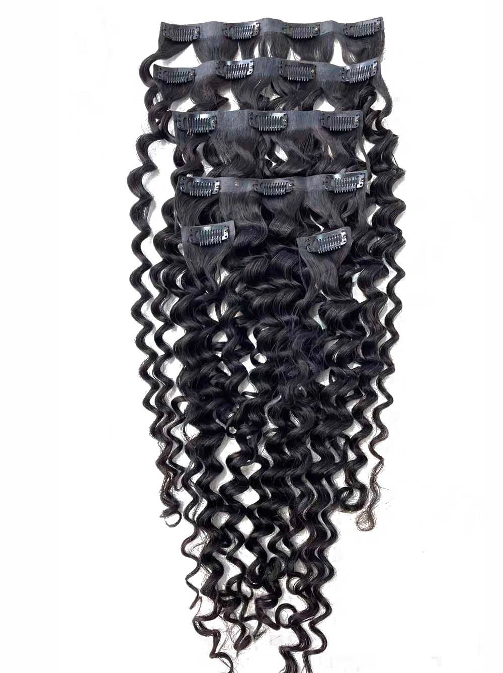 Cambodian Hair Seamless Curly Wave Clip Ins