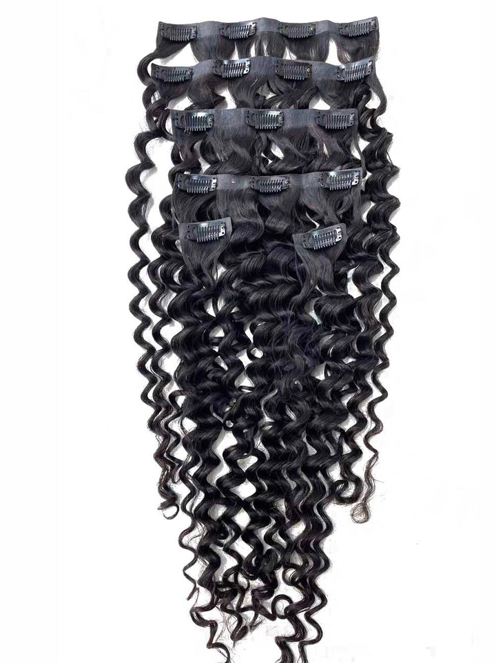 Cambodian Hair Seamless Curly Wave Clip Ins